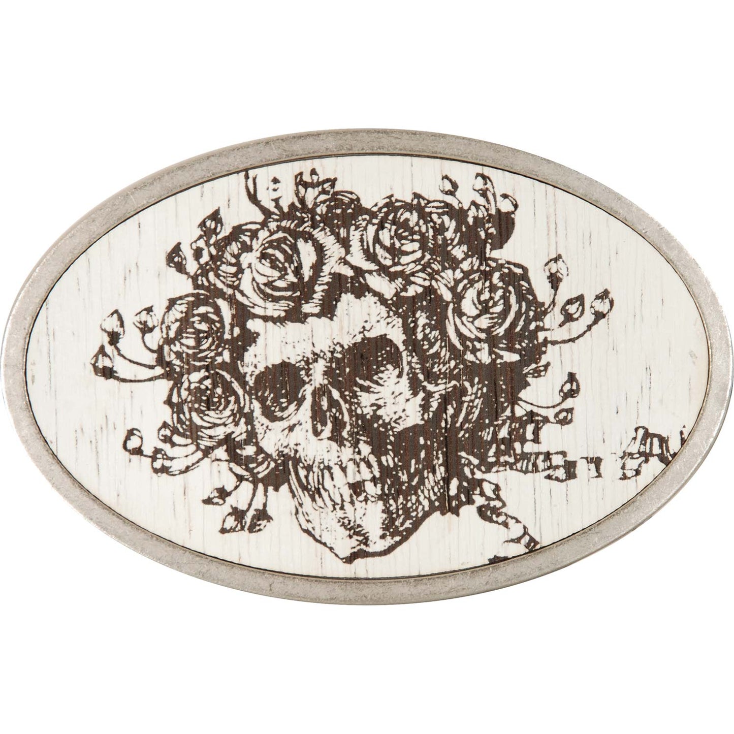 Grateful Dead BW Skull & Roses Belt Buckle