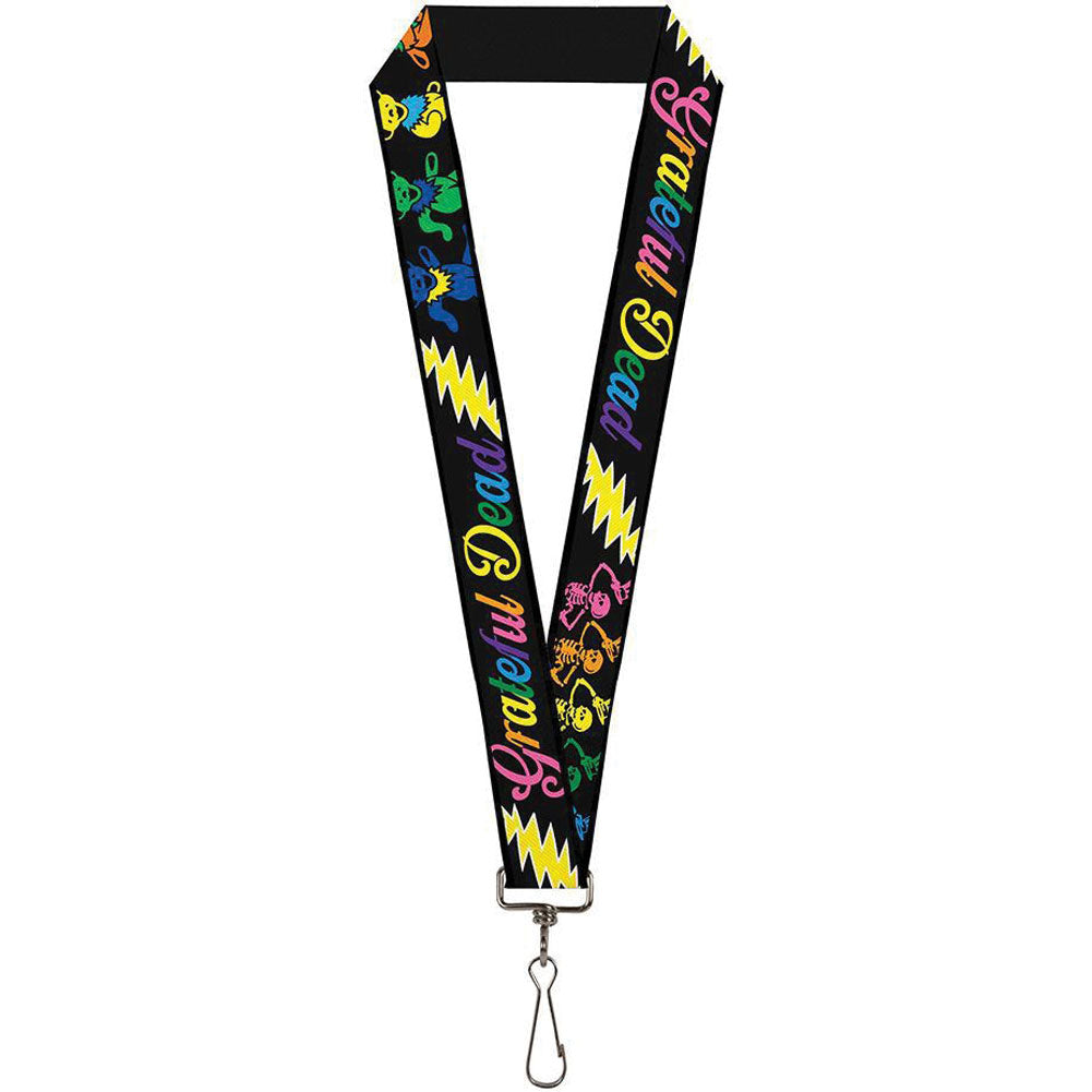 Grateful Dead Script Logo Bears & Skeletons Lanyard Front
