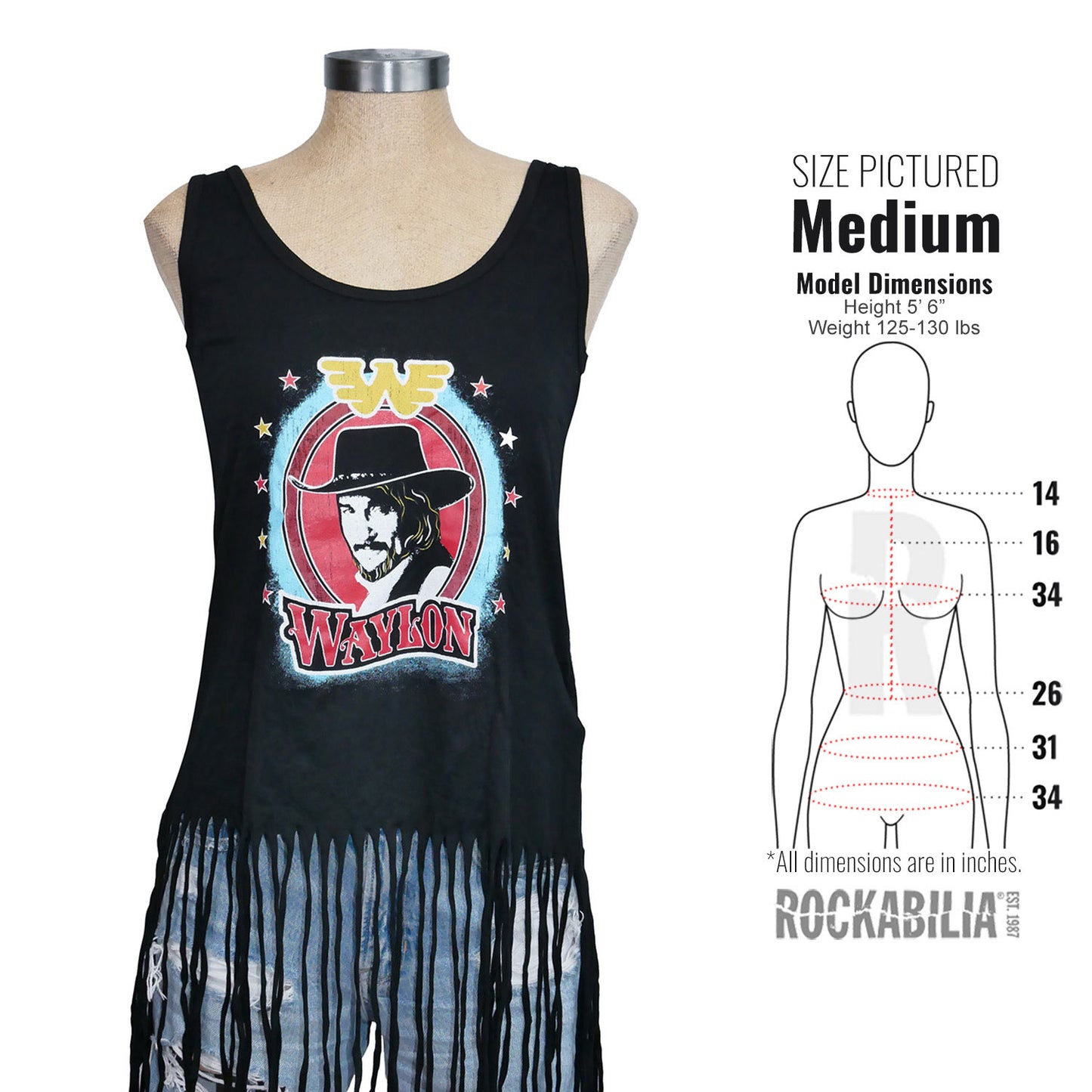 Waylon Jennings Bullseye Fringe Tee Fringe Tee Junior Top Alt 3