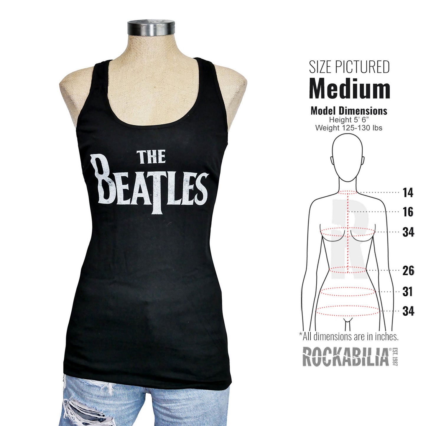 Beatles Distressed Logo Long Junior Tank Top Junior Top Alt 3