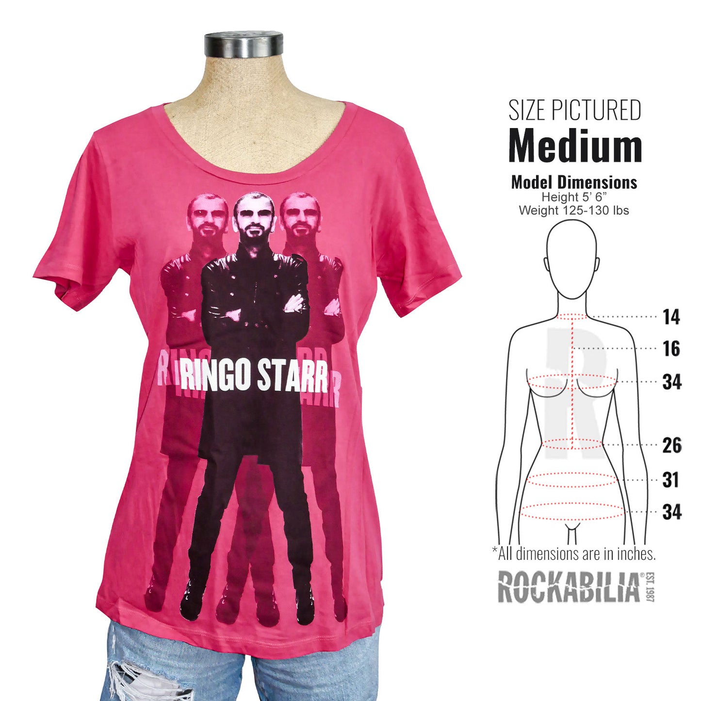Ringo Starr Standing Scoop Neck Baby Doll Junior Top Alt 3