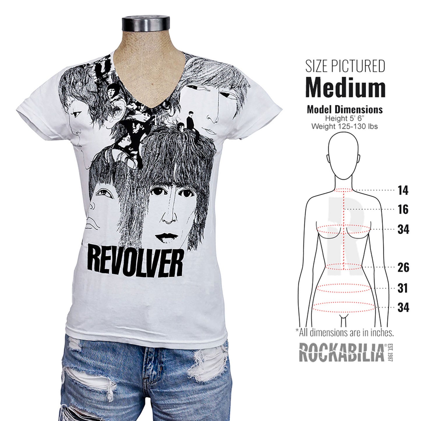 Beatles Revolver V-Neck Baby Doll Junior Top Alt 3