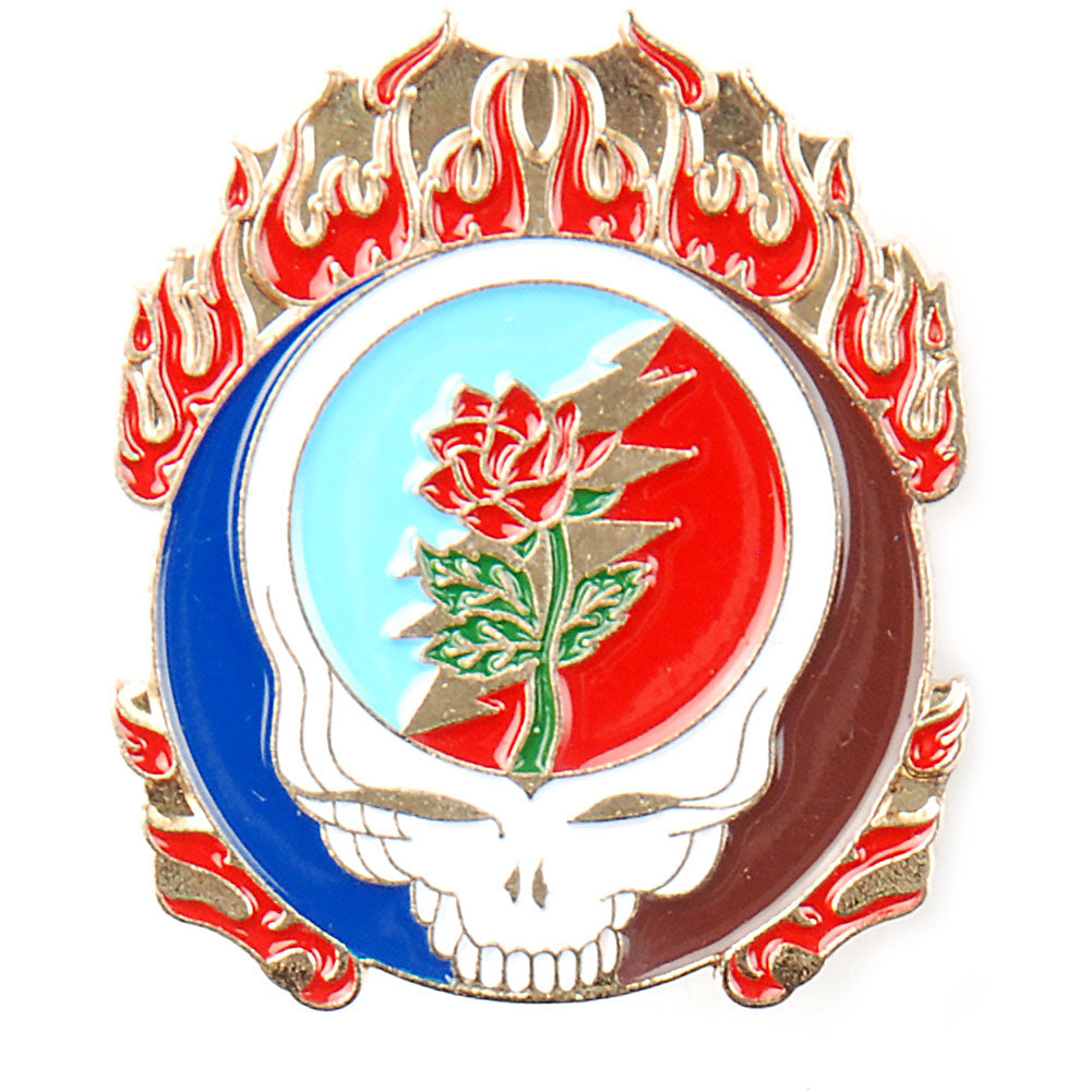 Grateful Dead SYF Skull Flame Pewter Pin Badge