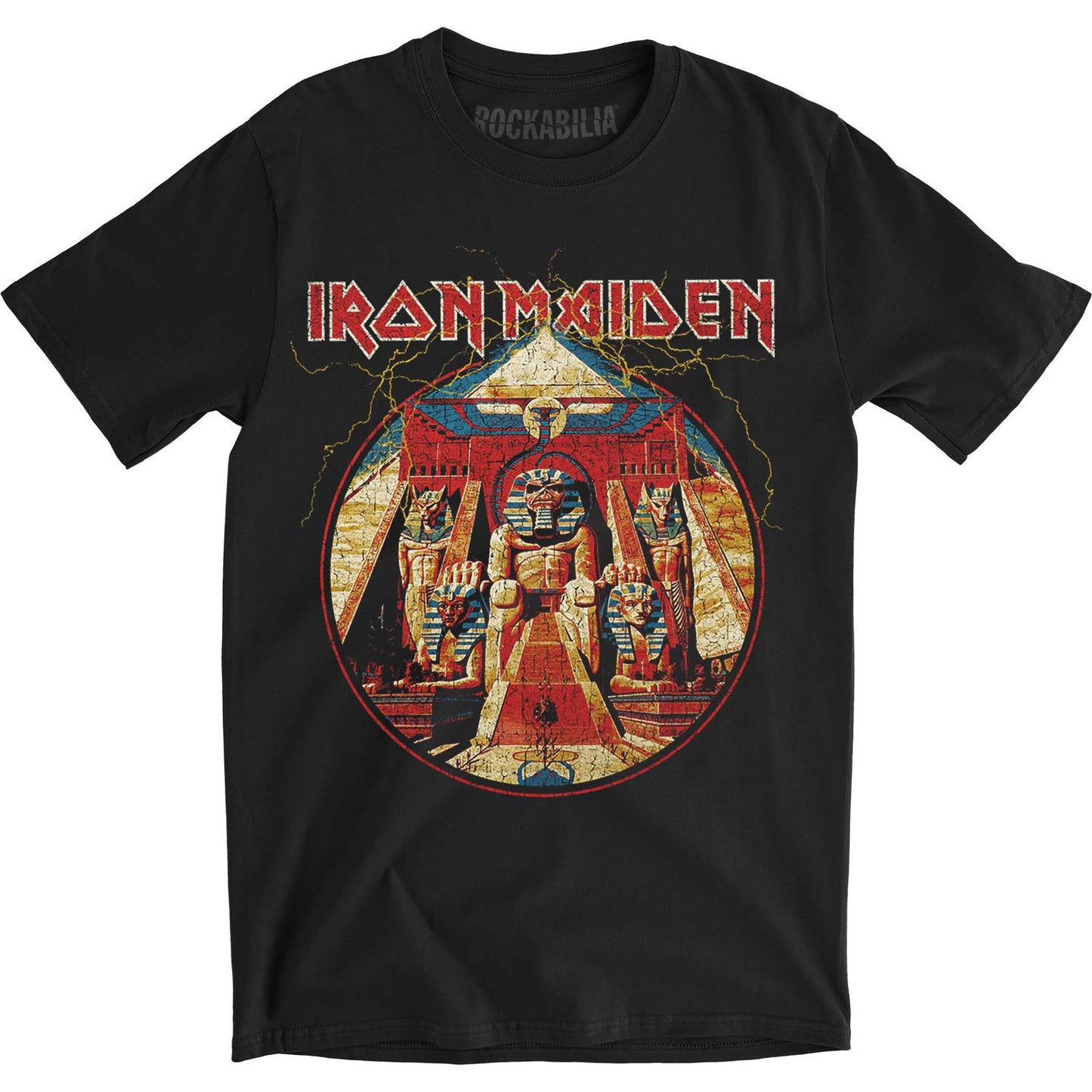 Iron Maiden Powerslave Lightning Circle Slim Fit T-shirt Front