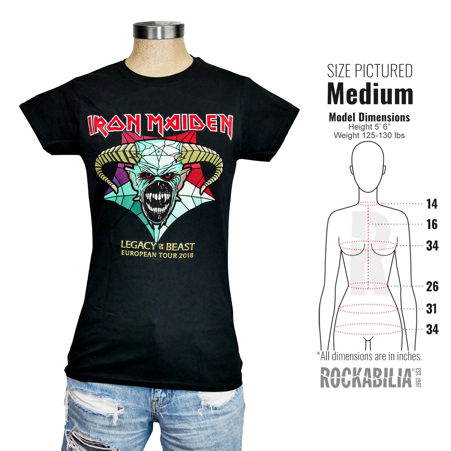 Iron Maiden Legacy Of The Beast Tour Ladies Tee Junior Top Alt 3