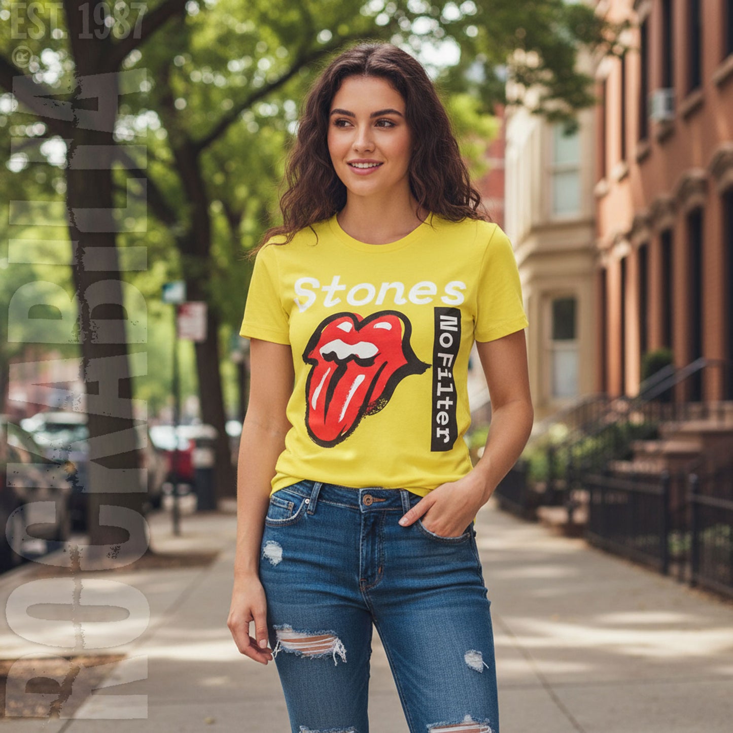 Rolling Stones No Filter Text Ladies Tee Junior Top Alt 2
