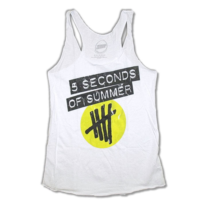 5 Seconds Of Summer Yellow Circle Junior Tank Junior Top Front