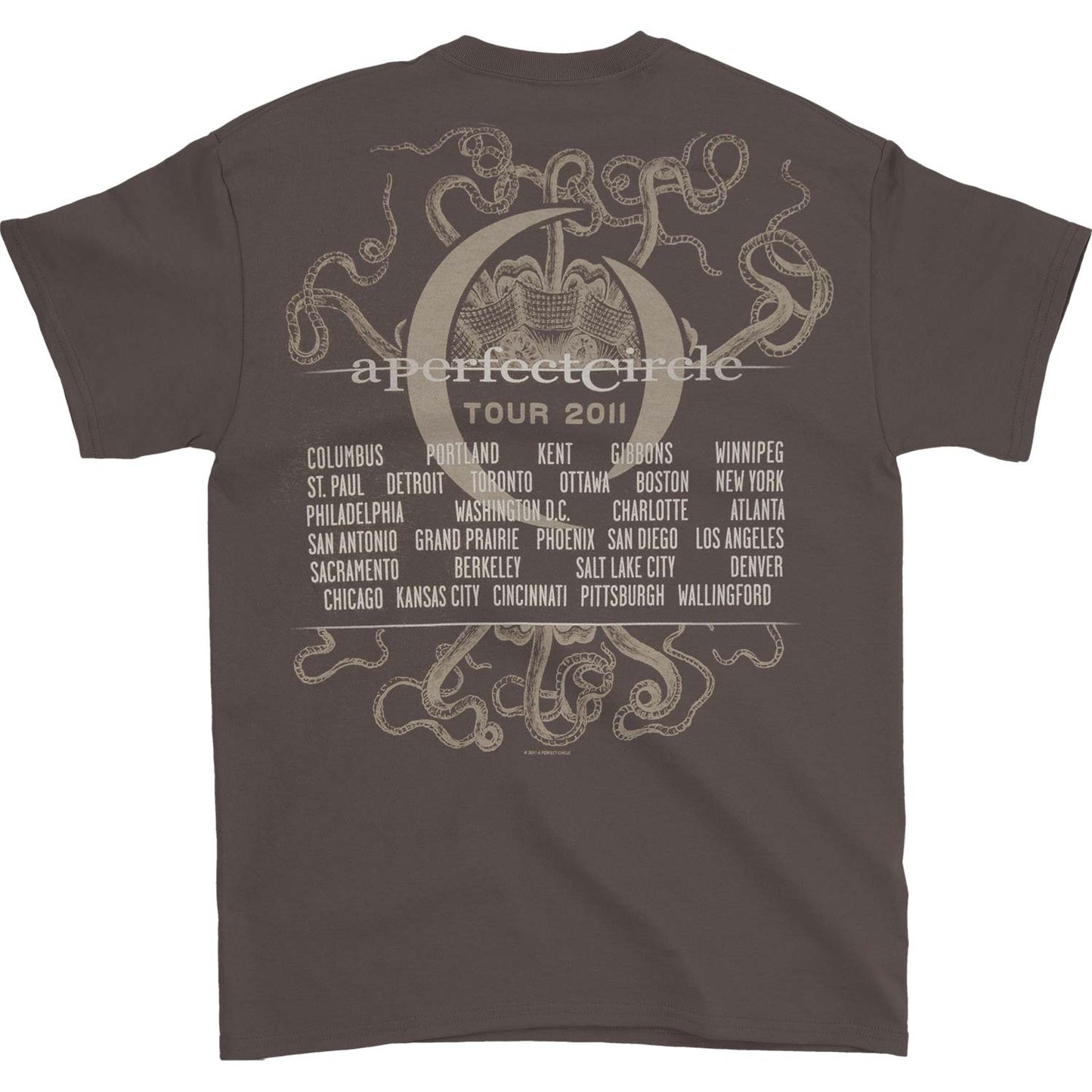 A Perfect Circle Original Orange Octopus 2011 Tour Concert T-shirt Back