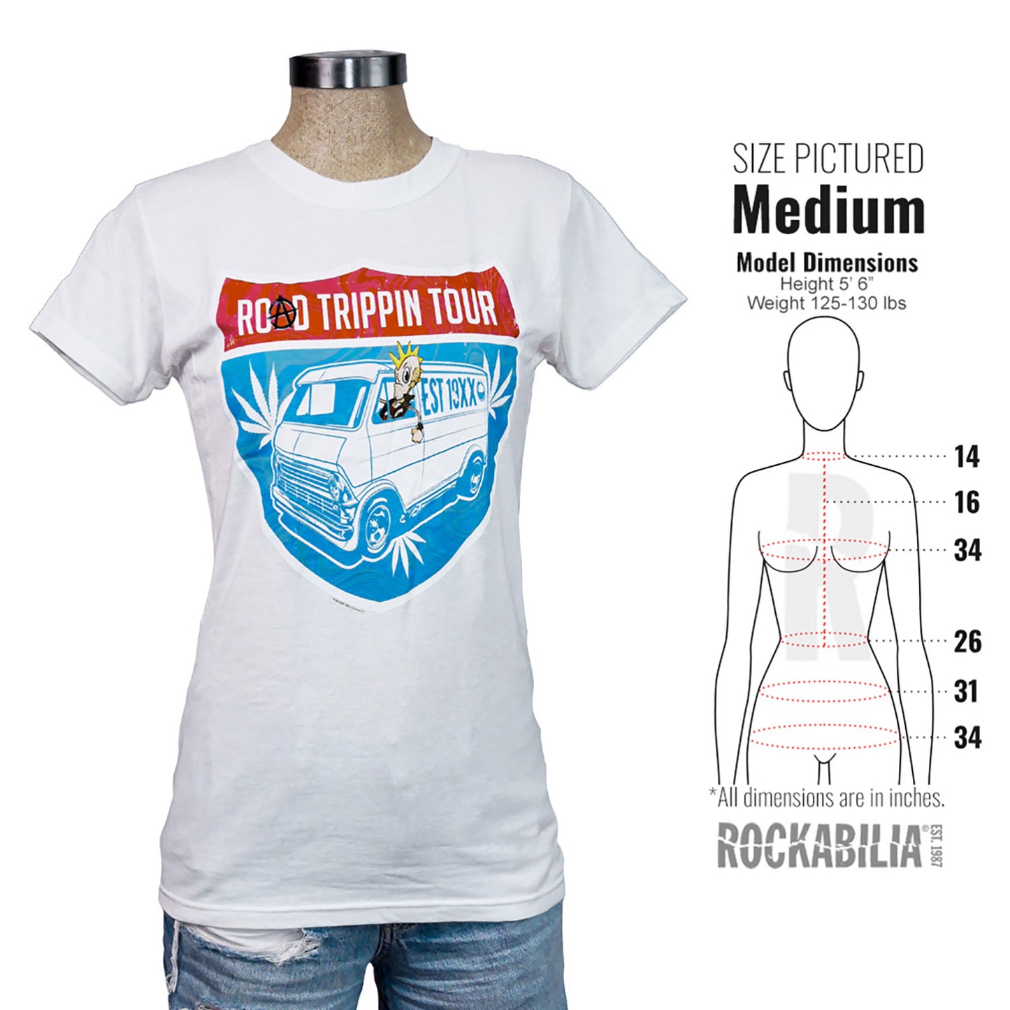 Machine Gun Kelly (Music) Road Trippin' Tour Jr. Baby Doll Tee Junior Top Alt 3