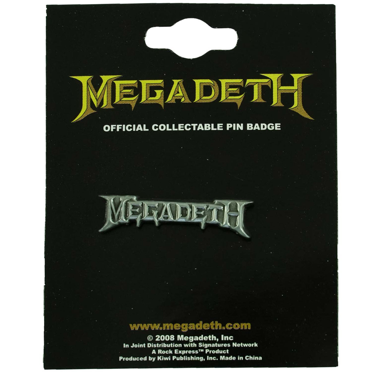 Megadeth Chrome Logo Pewter Pin Badge Front