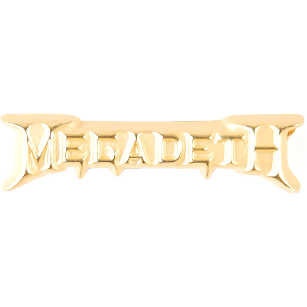 Megadeth Gold Logo Pewter Pin Badge Front