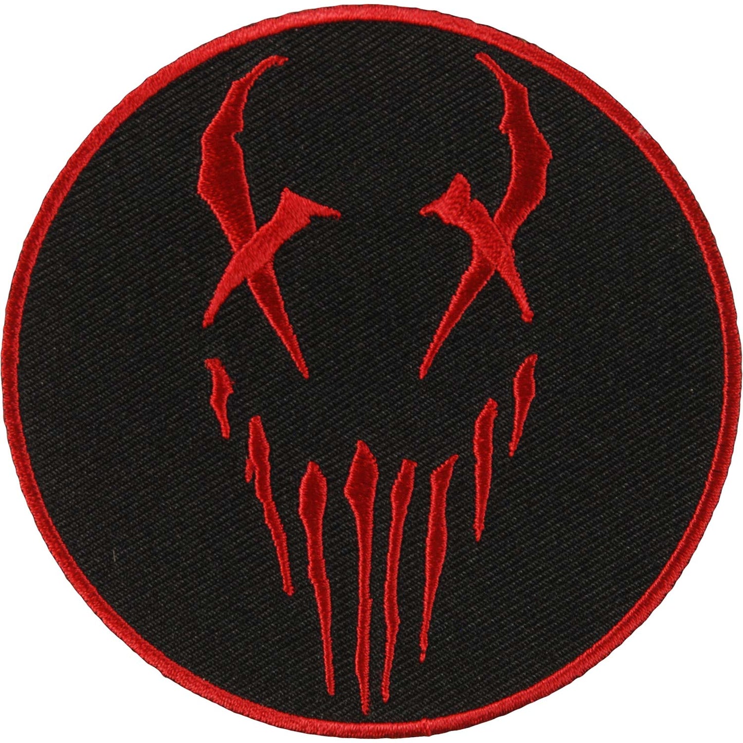 X Face Red Embroidered Patch