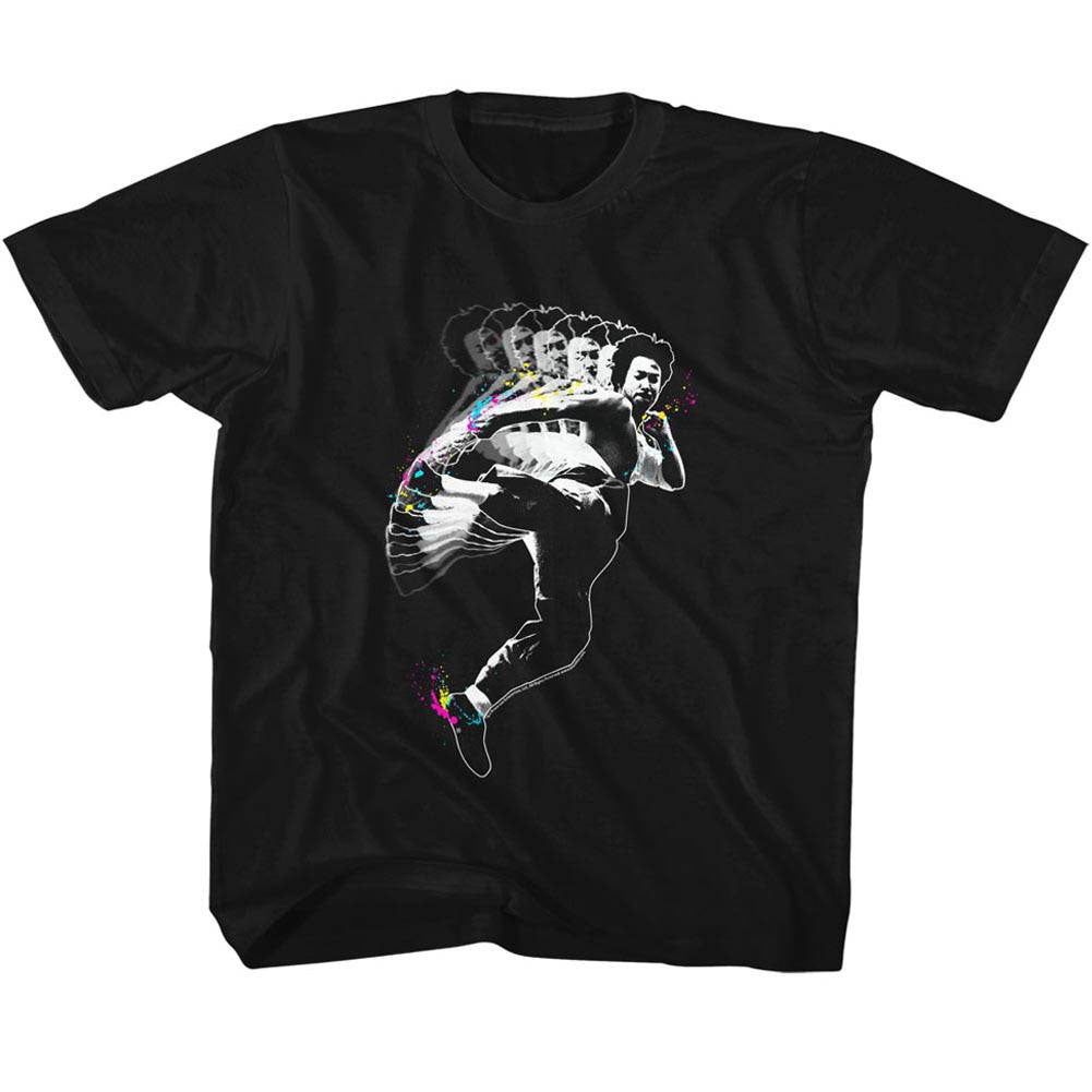 Bruce Lee Splat Kick Kids Childrens T-shirt Front