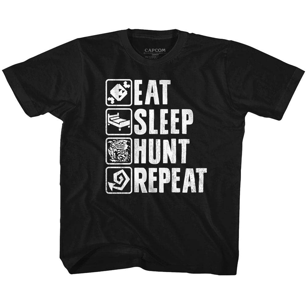 Monster Hunter Hunt Repeat Kids Childrens T-shirt Front