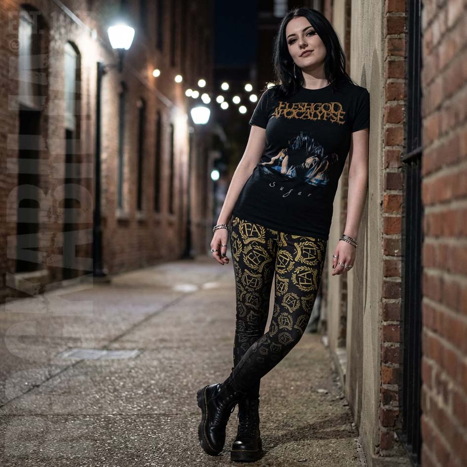 Laurel Cottage Sublimated Black leggings Leggings