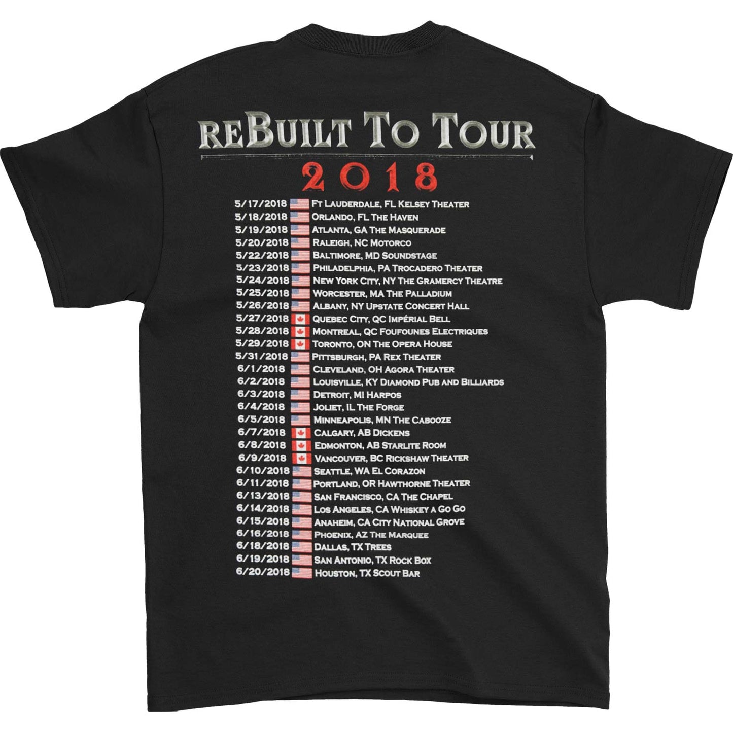 Hammerfall Rebuilt To Tour USA 2018 T-shirt Back