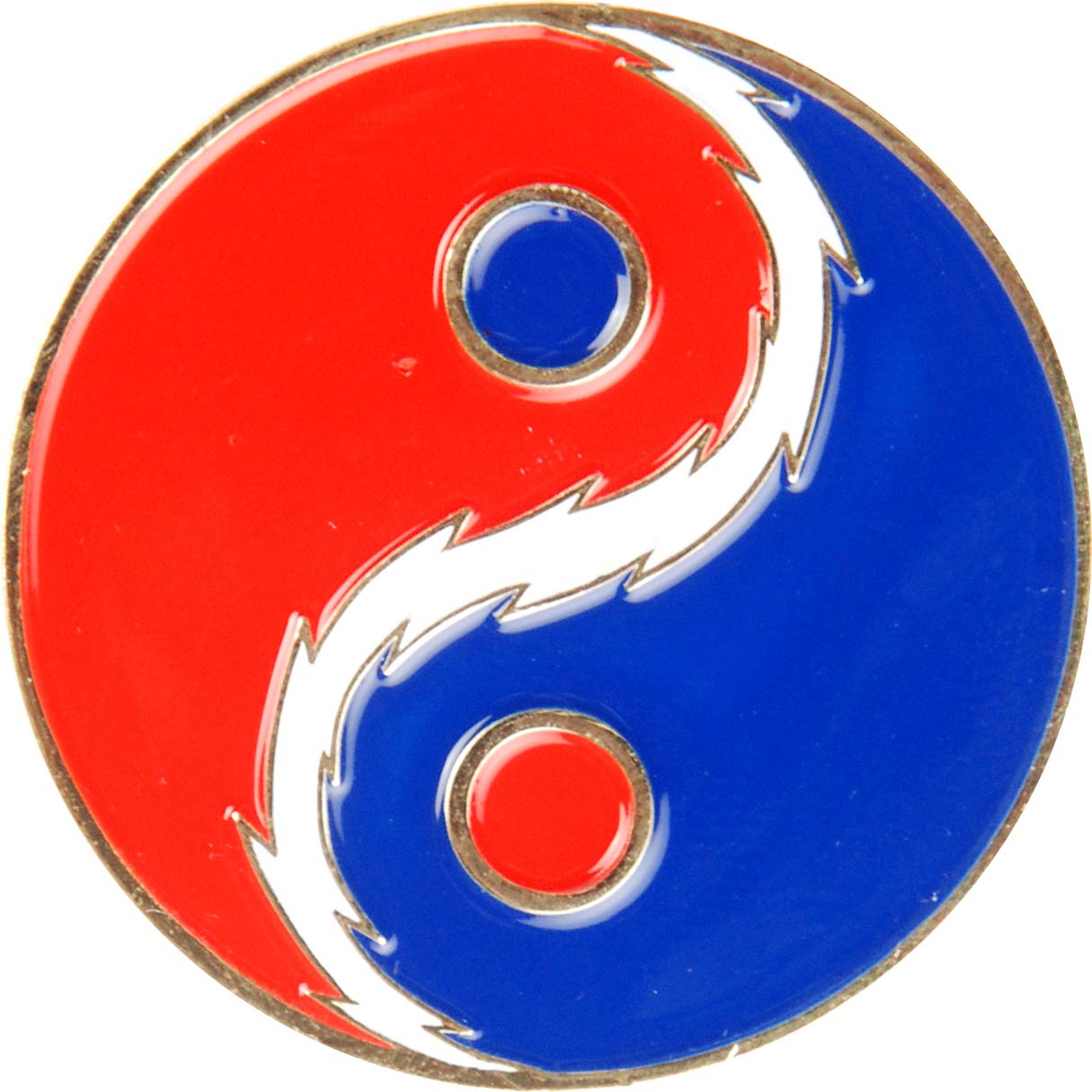 Grateful Dead Red Blue Ying Yang Pewter Pin Badge