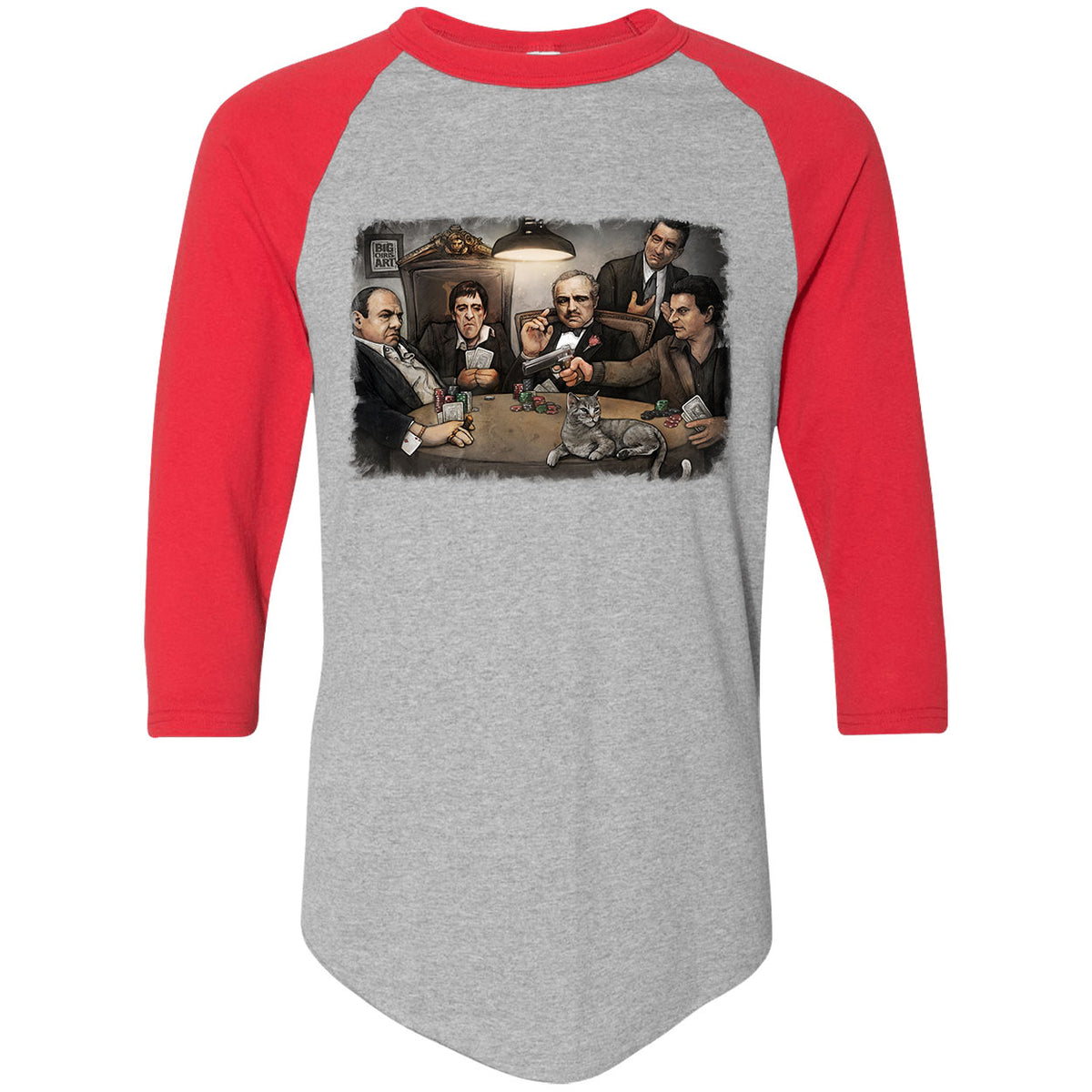 Big Chris Art Gangsters Playing Poker Baseball Jersey Front