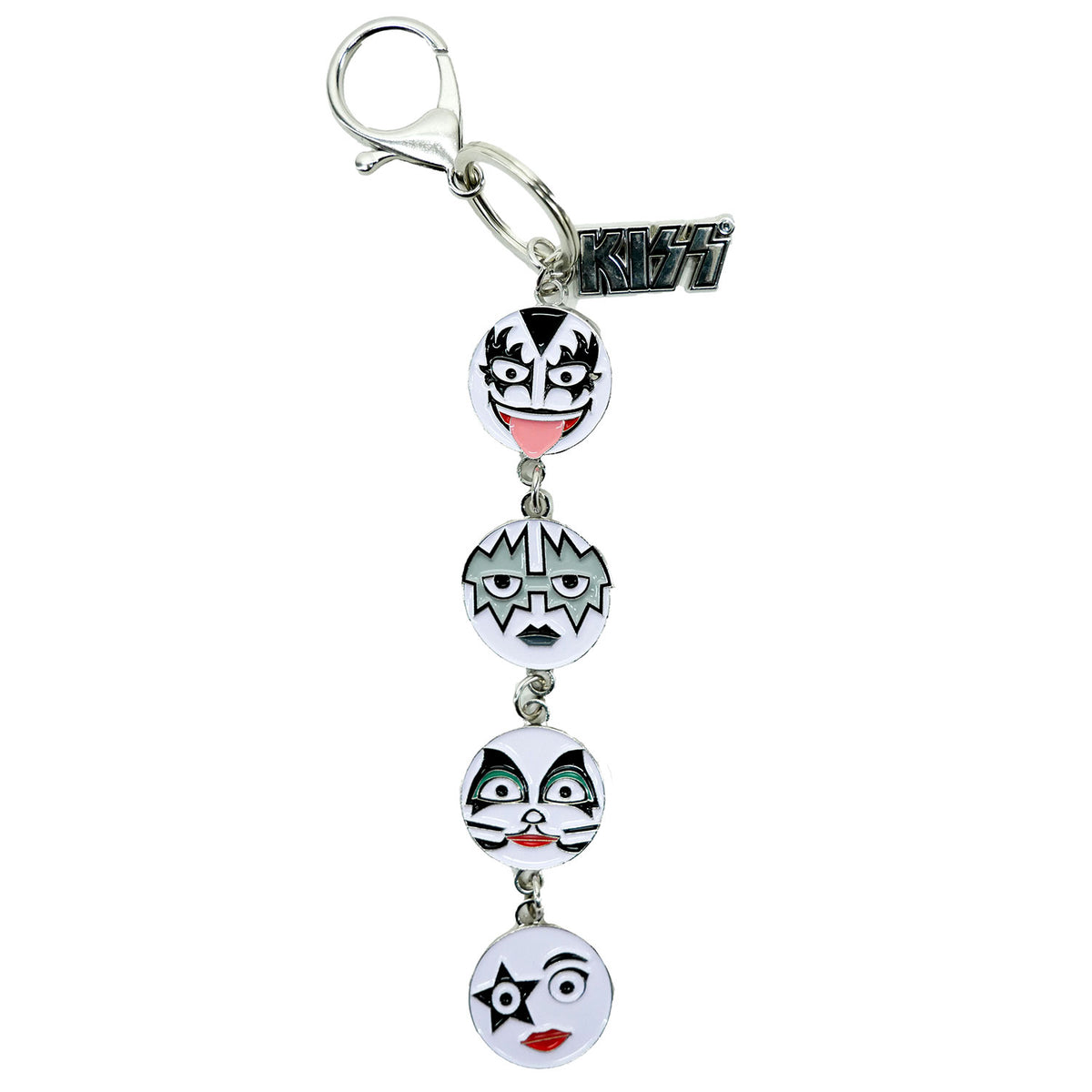 KISS Enamel Fill Face Symbols Keychain Metal Key Chain Front