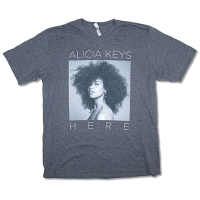 Alicia Keys B&W Photo On Super Soft Heather Tee T-shirt Front
