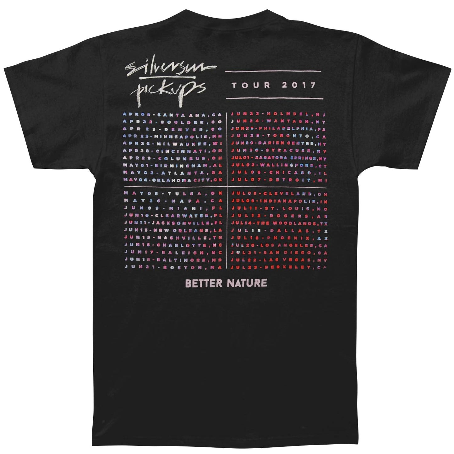 Silversun Pickups Better Nature US Tour 2017 Super Soft Tee T-shirt Back