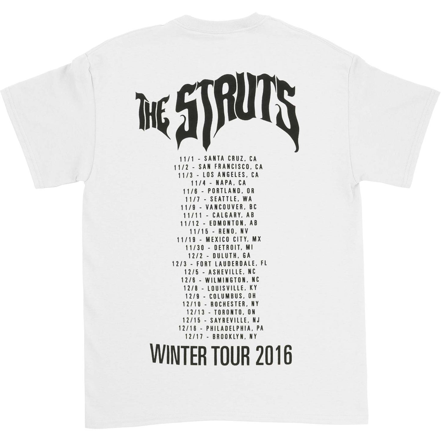Struts 2016 Winter Tour T-shirt Back
