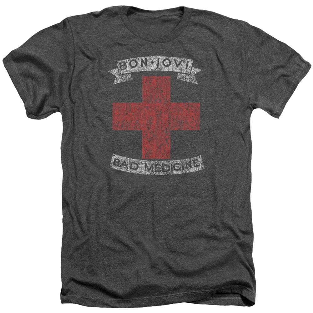 Bon Jovi Bad Medicine Adult Heather 40% Poly T-shirt Front