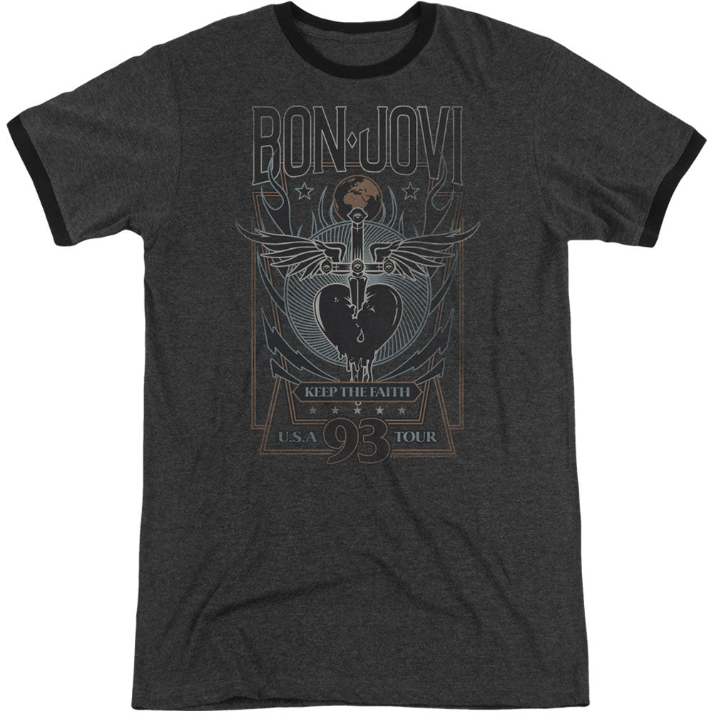 Bon Jovi Keep The Faith Adult Ringer T-shirt Front