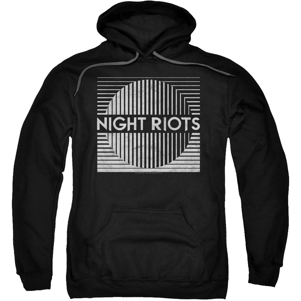 Night Riots Title Adult 25% Poly Hooded Sweatshirt Front