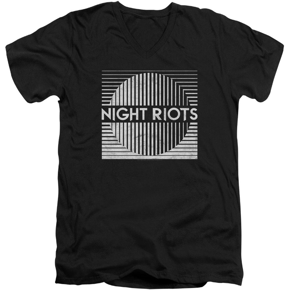 Night Riots Title Adult V-Neck Slim Fit T-shirt Front