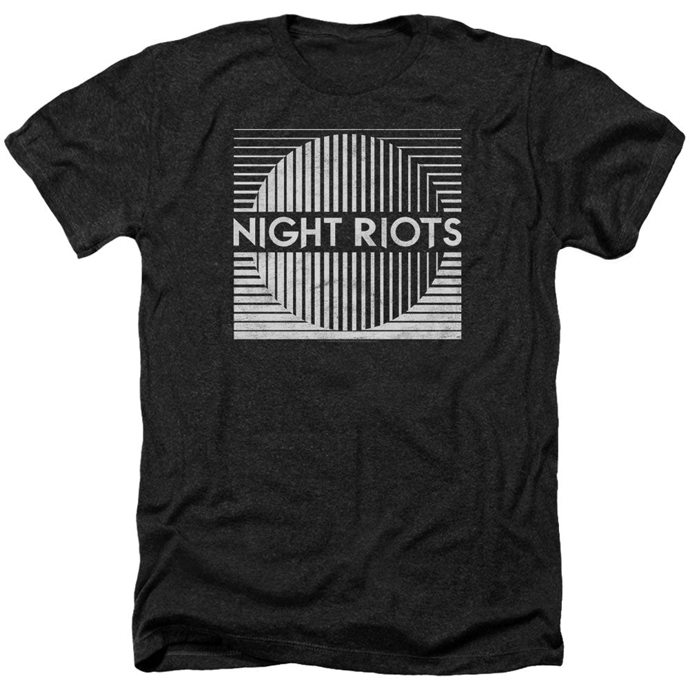 Night Riots Title Adult Heather 40% Poly T-shirt Front