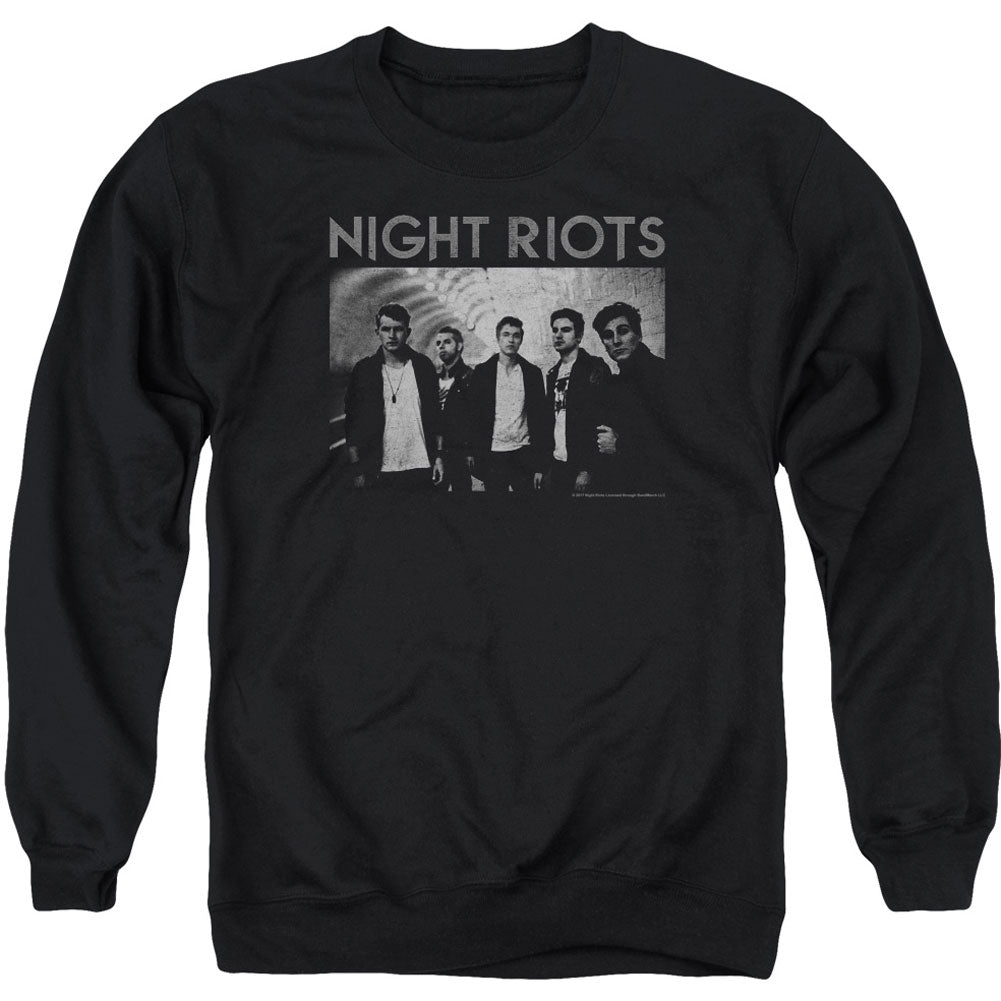 Night Riots Greyscale Adult Sweatshirt Front