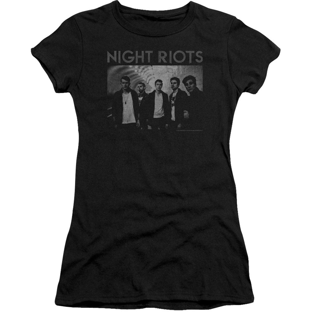 Night Riots Greyscale Cap Sleeve Junior Top Front