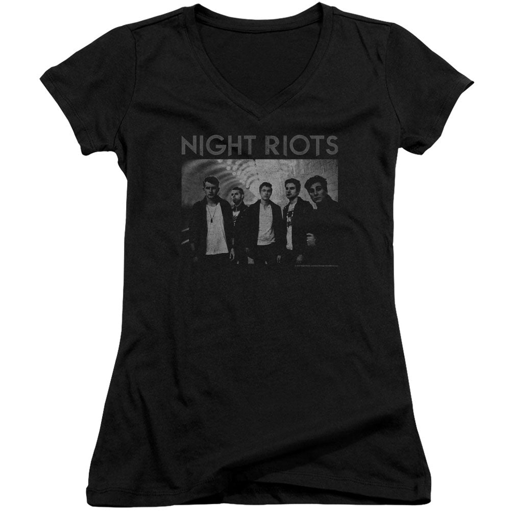 Night Riots Greyscale V-Neck Junior Top Front