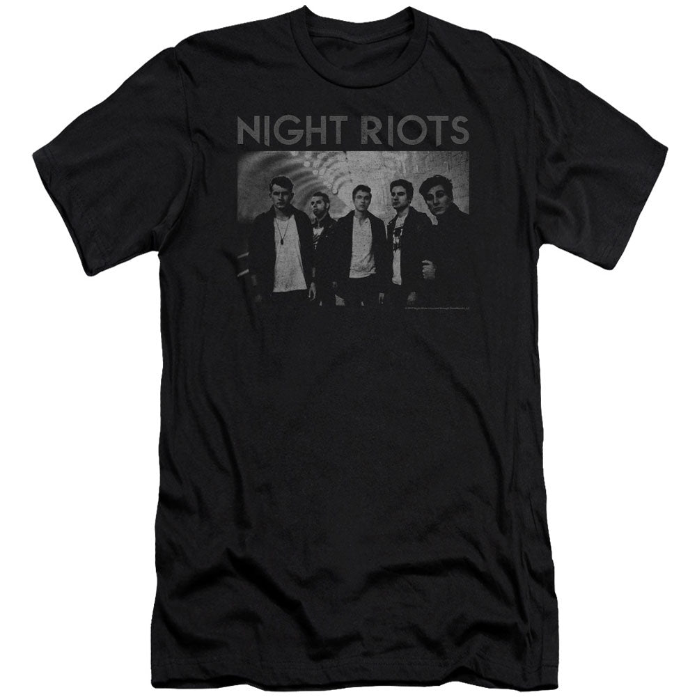 Night Riots Greyscale Premium Canvas Brand Slim Fit T-shirt Front