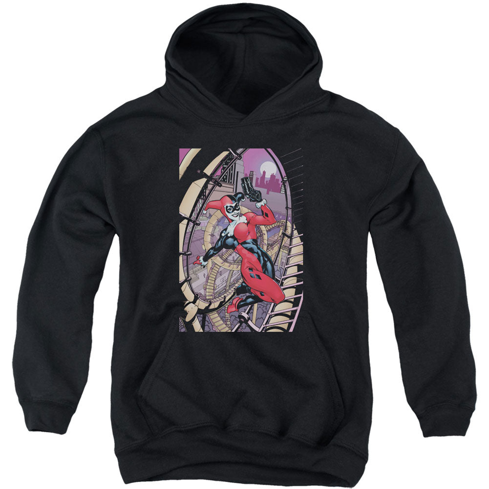Batman Harley First Youth 50% Poly Hooded Sweatshirt Front