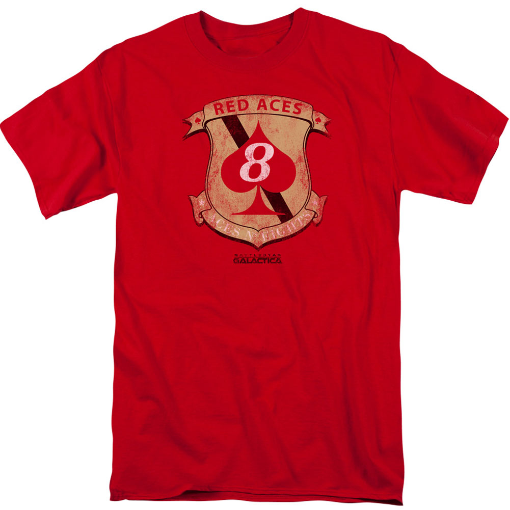Battlestar Galactica Red Aces Badge Adult T-shirt Front