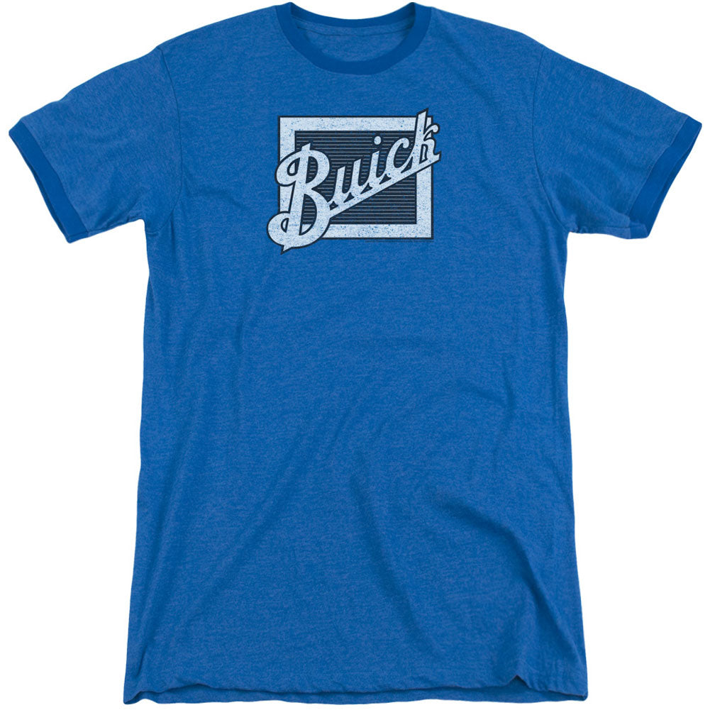 Buick Distressed Emblem Adult Ringer T-shirt Front