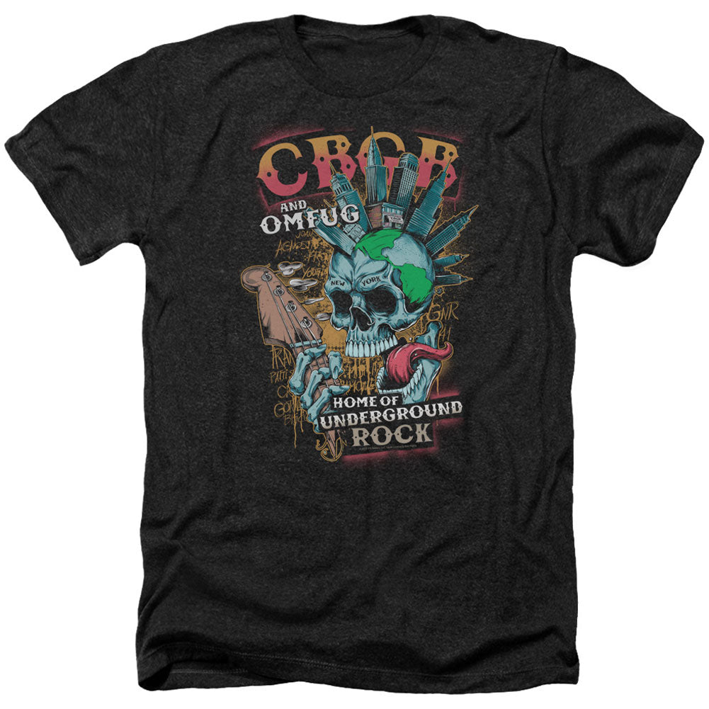 Cbgb City Mowhawk Adult Heather 40% Poly T-shirt Front