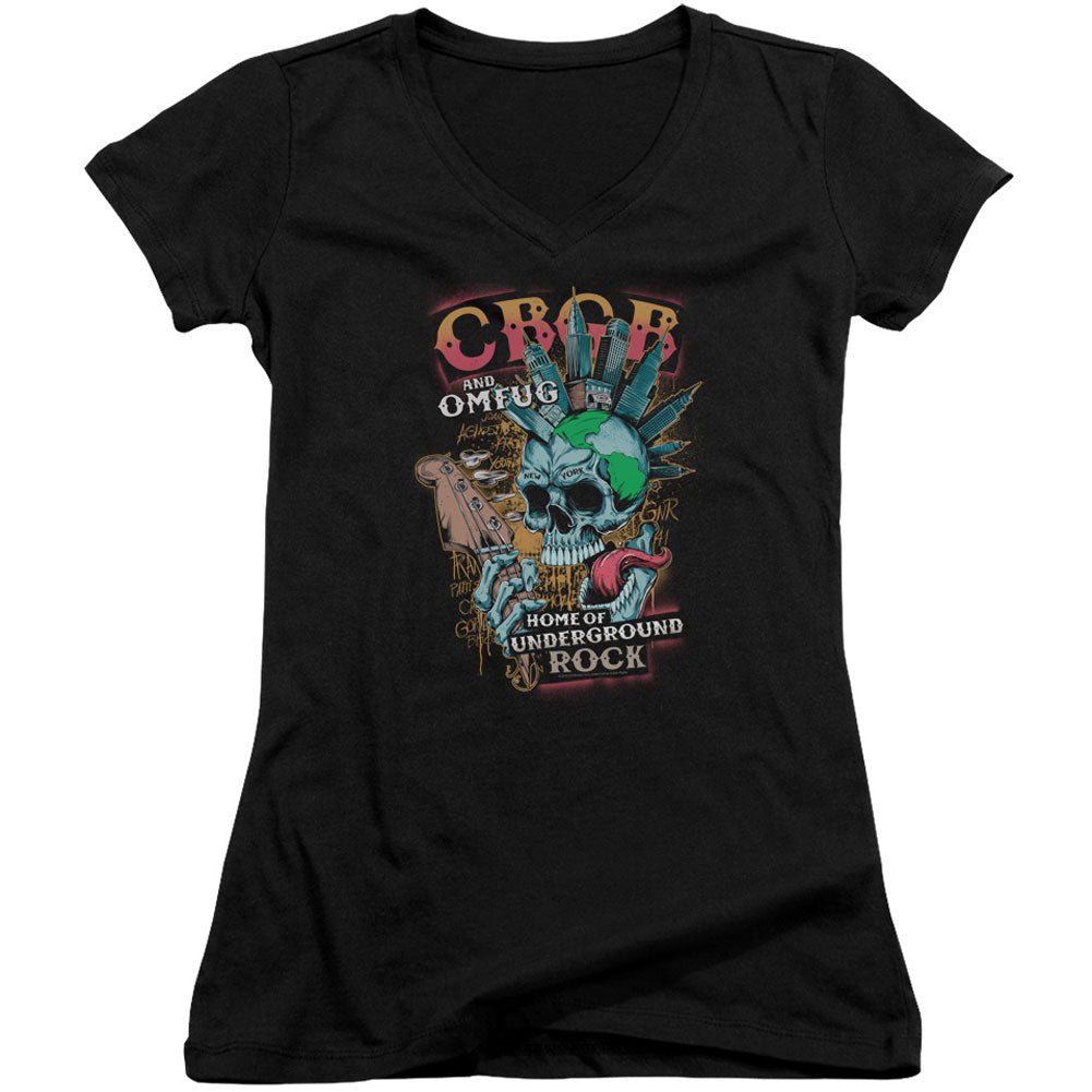 Cbgb City Mowhawk V-Neck Junior Top Front