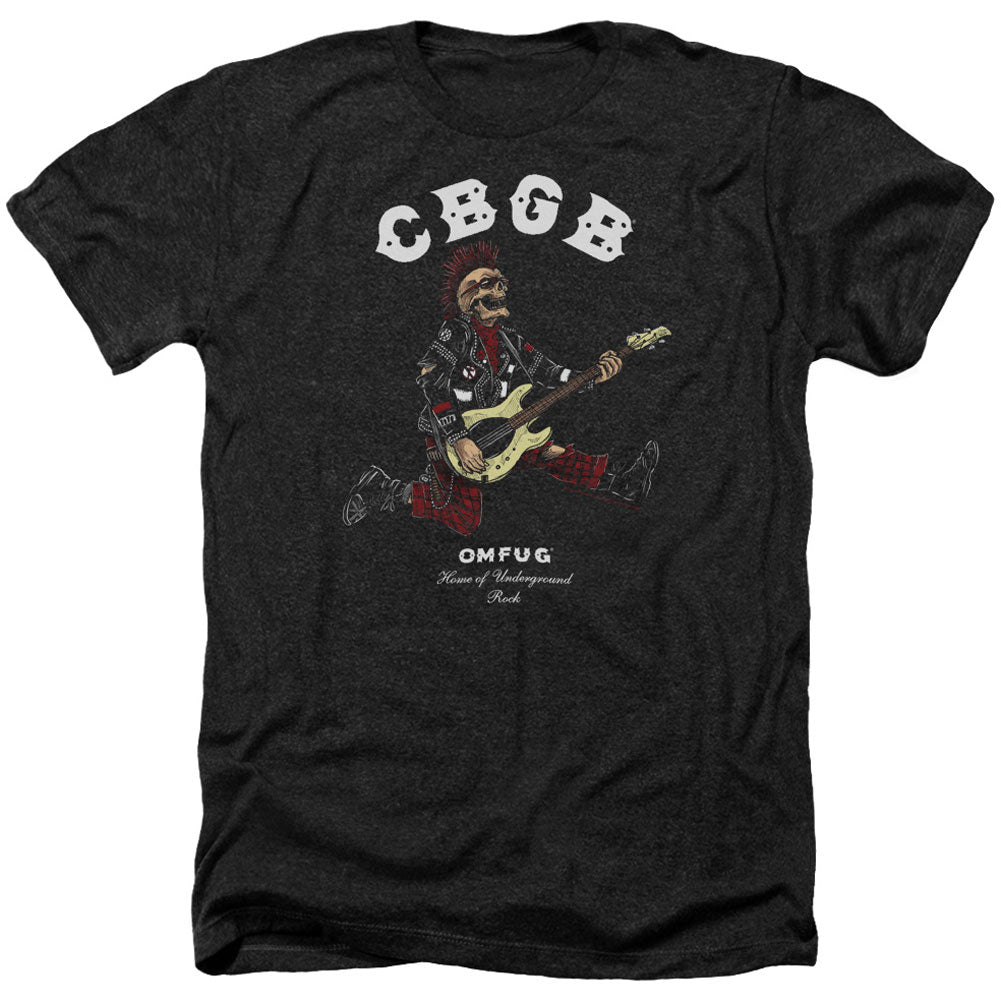 Cbgb Skull Jump Adult Heather 40% Poly T-shirt Front