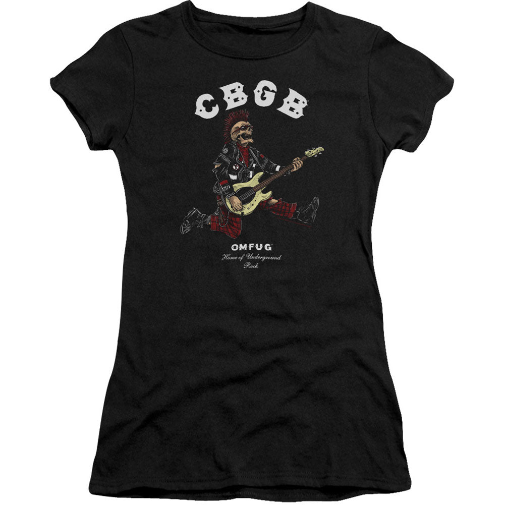 Cbgb Skull Jump Cap Sleeve Junior Top Front