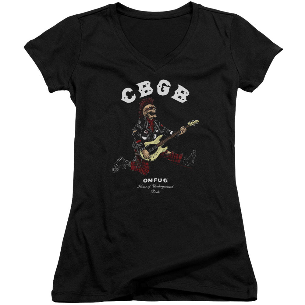 Cbgb Skull Jump V-Neck Junior Top Front