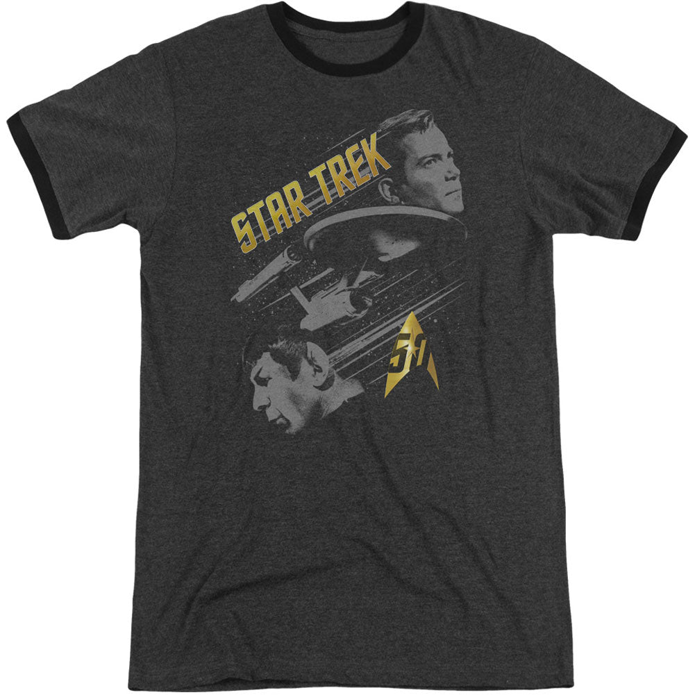 Star Trek 50 Year Frontier Adult Ringer T-shirt Front