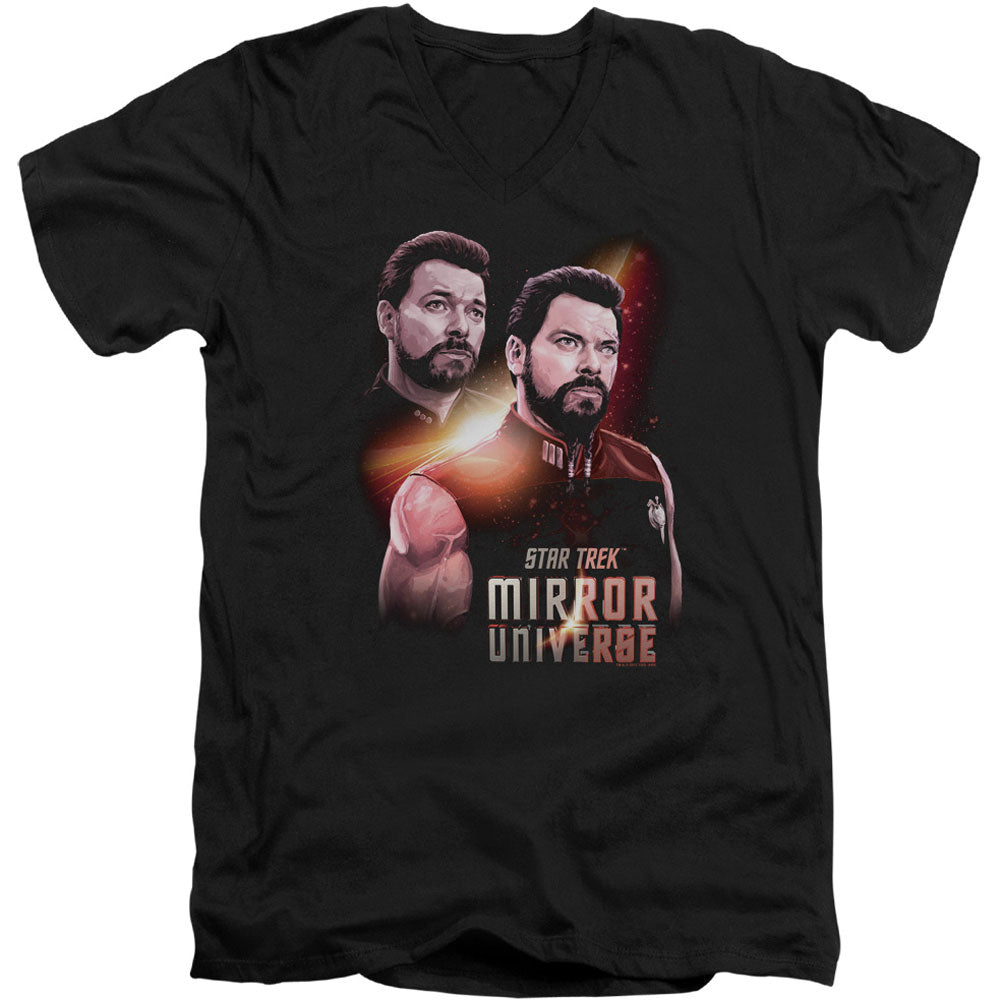 Star Trek Mirror Riker Adult V-Neck Slim Fit T-shirt Front