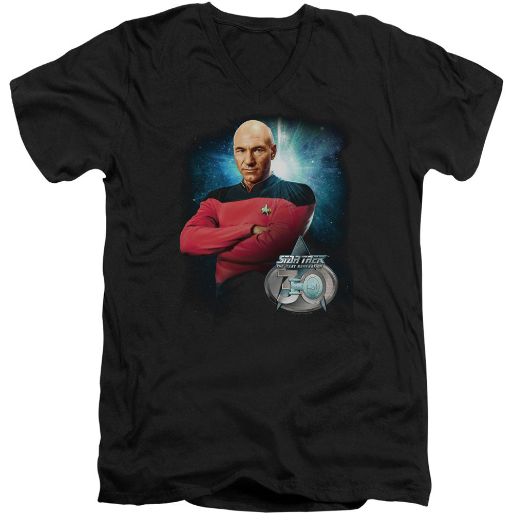 Star Trek Picard 30 Adult V-Neck Slim Fit T-shirt Front