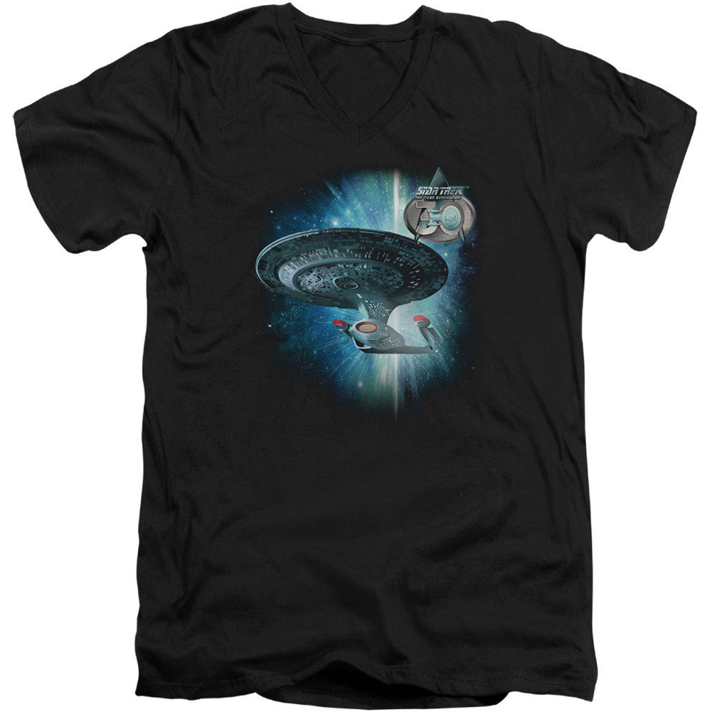 Star Trek Ship 30 Adult V-Neck Slim Fit T-shirt Front