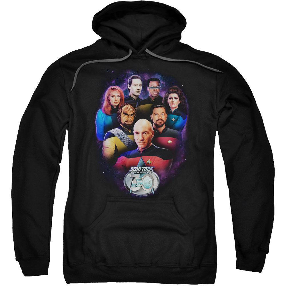 Star Trek Crew 30 Adult 25% Poly Hooded Sweatshirt Front
