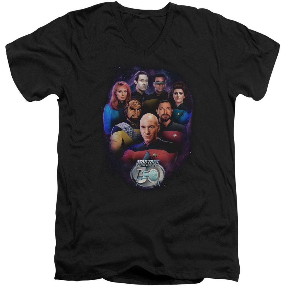 Star Trek Crew 30 Adult V-Neck Slim Fit T-shirt Front