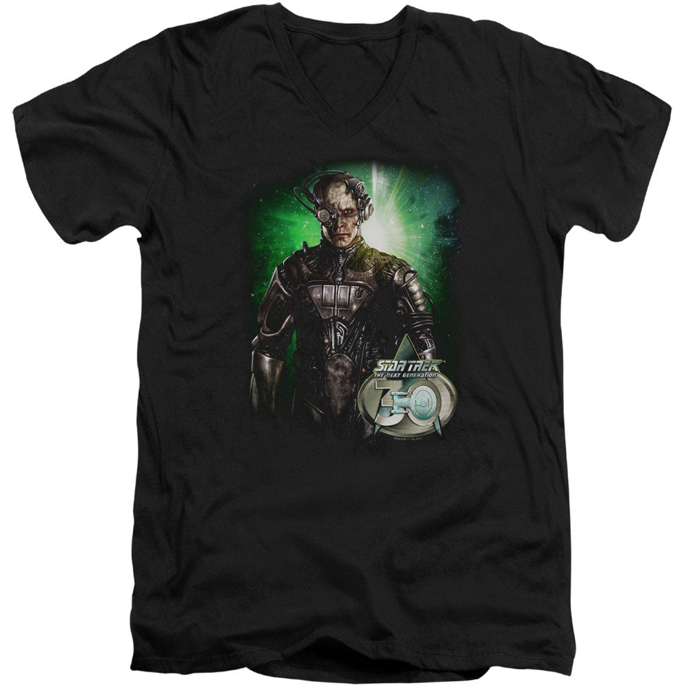 Star Trek Borg 30 Adult V-Neck Slim Fit T-shirt Front